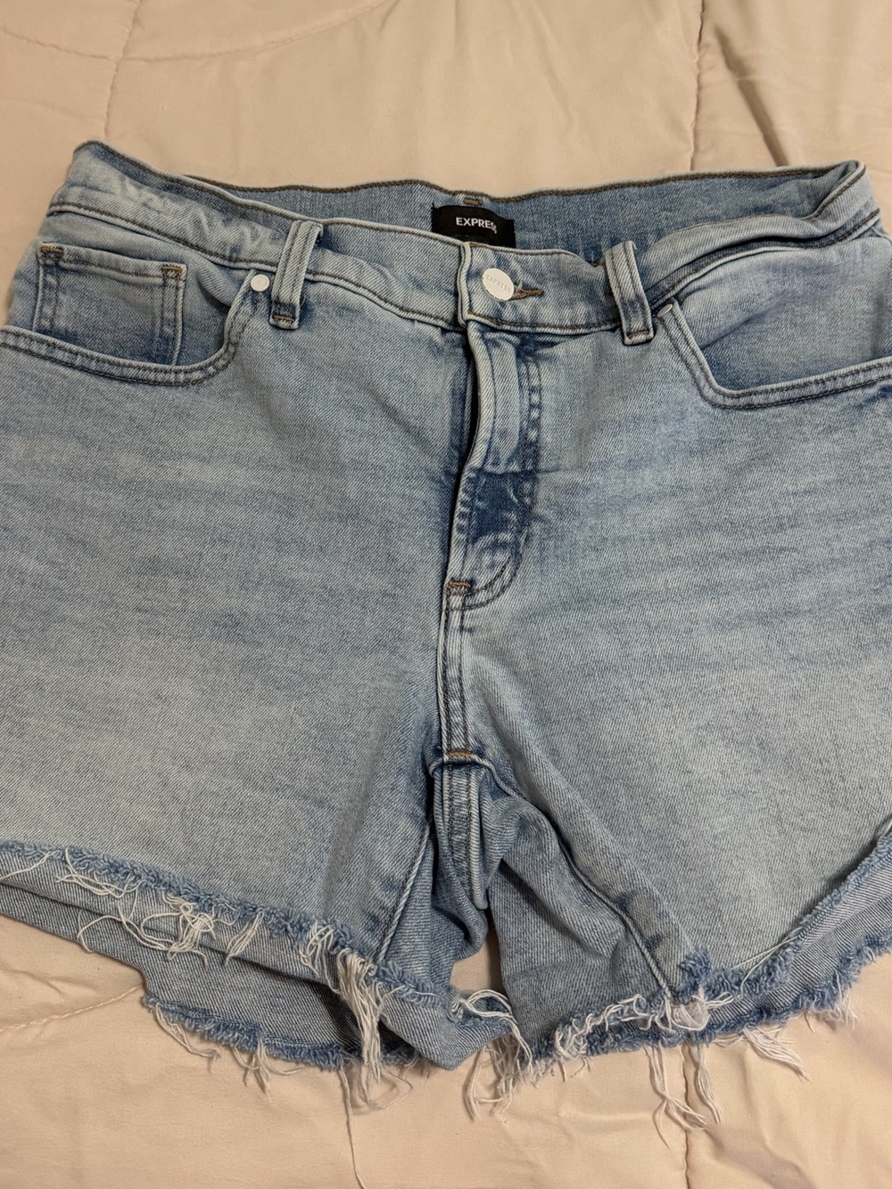 Express Light Wash Denim Cutoff Shorts